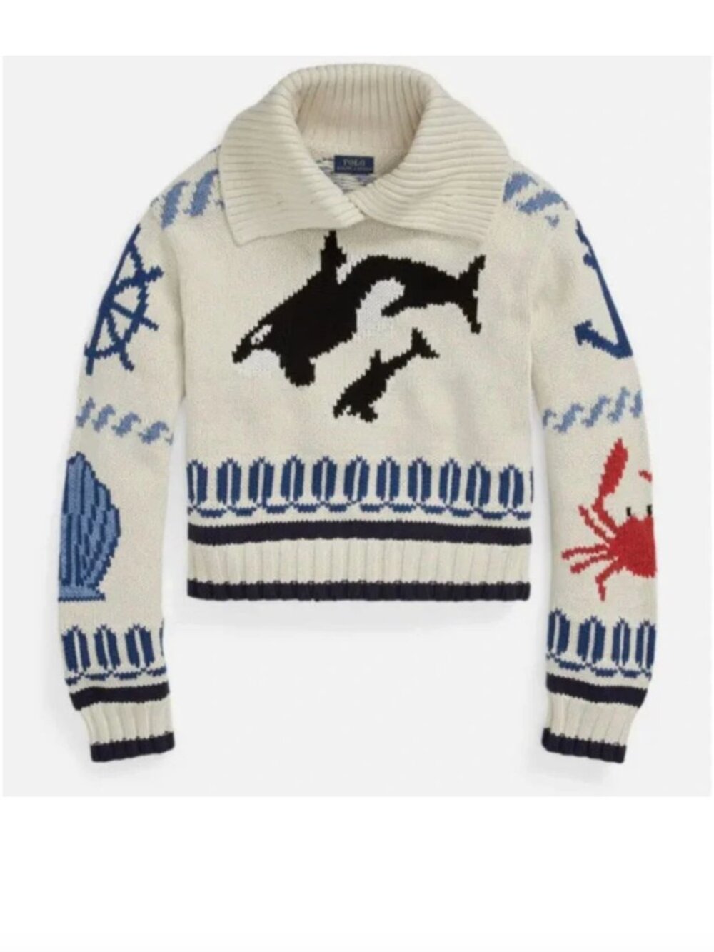 POLO RALPH LAUREN LIMITED EDITION NAUTICAL MOTIF ORCA SWEATER WOMENS XS RARE
